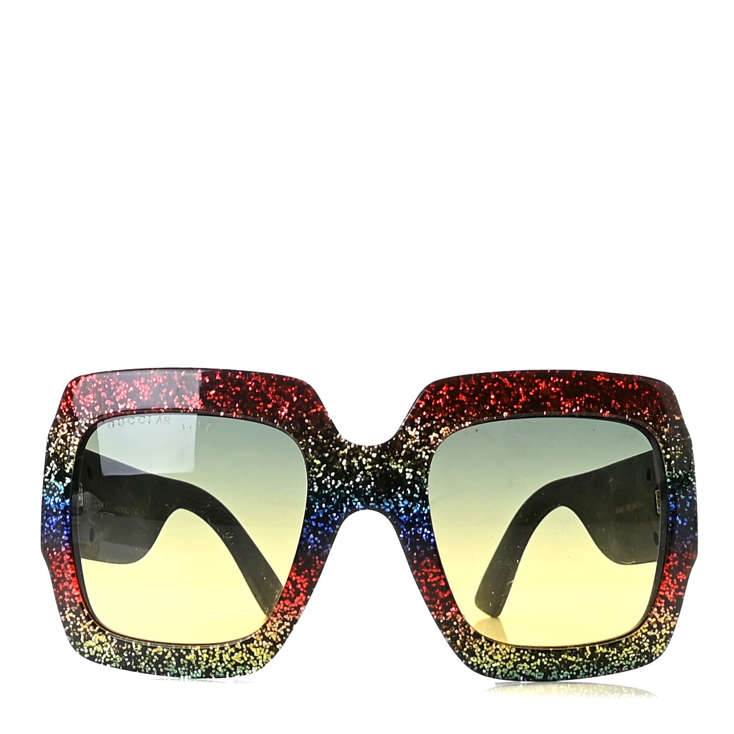 Gucci Square Frame GG0102S Sunglasses Glitter Gold Multi 3 of 8