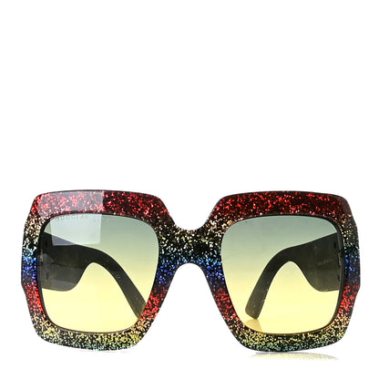 Gucci Square Frame GG0102S Sunglasses Glitter Gold Multi 3 of 8