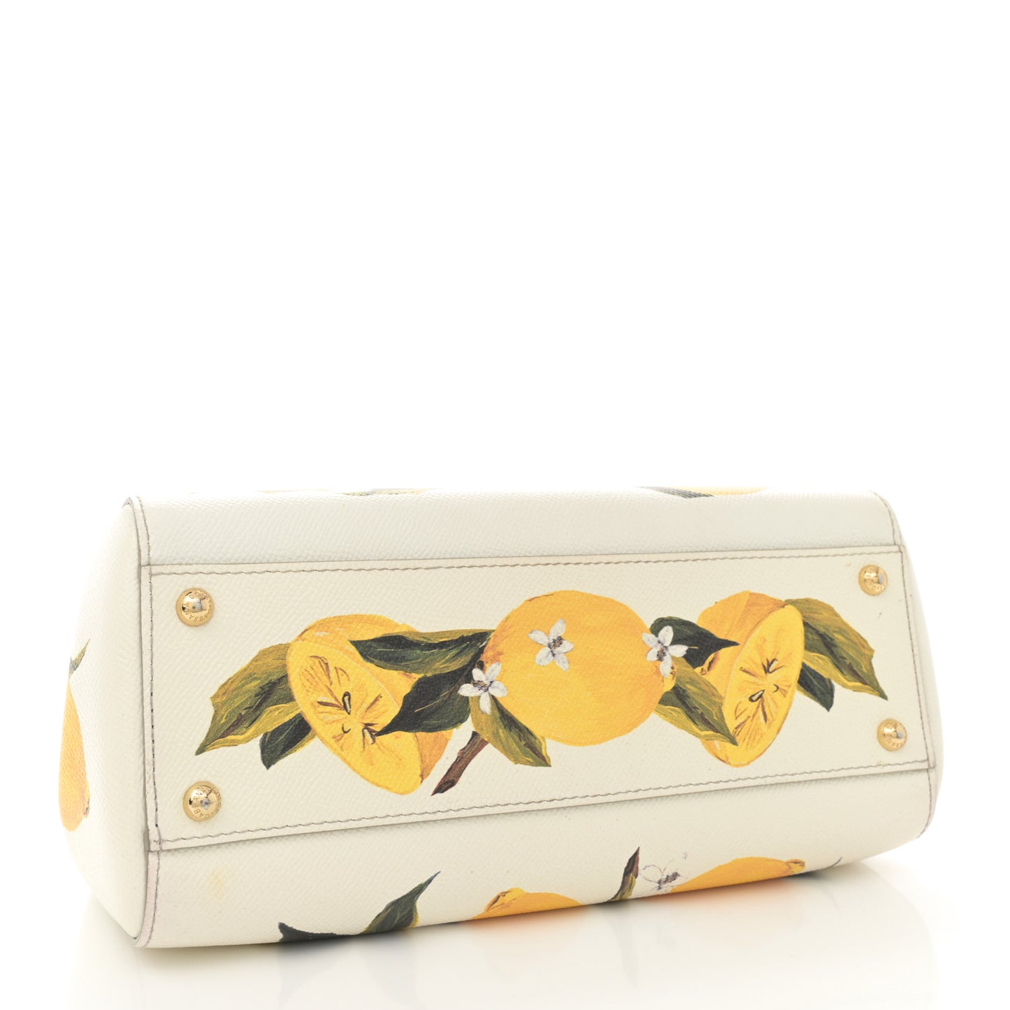 Dauphine Lemon Print Medium Miss Sicily Satchel White