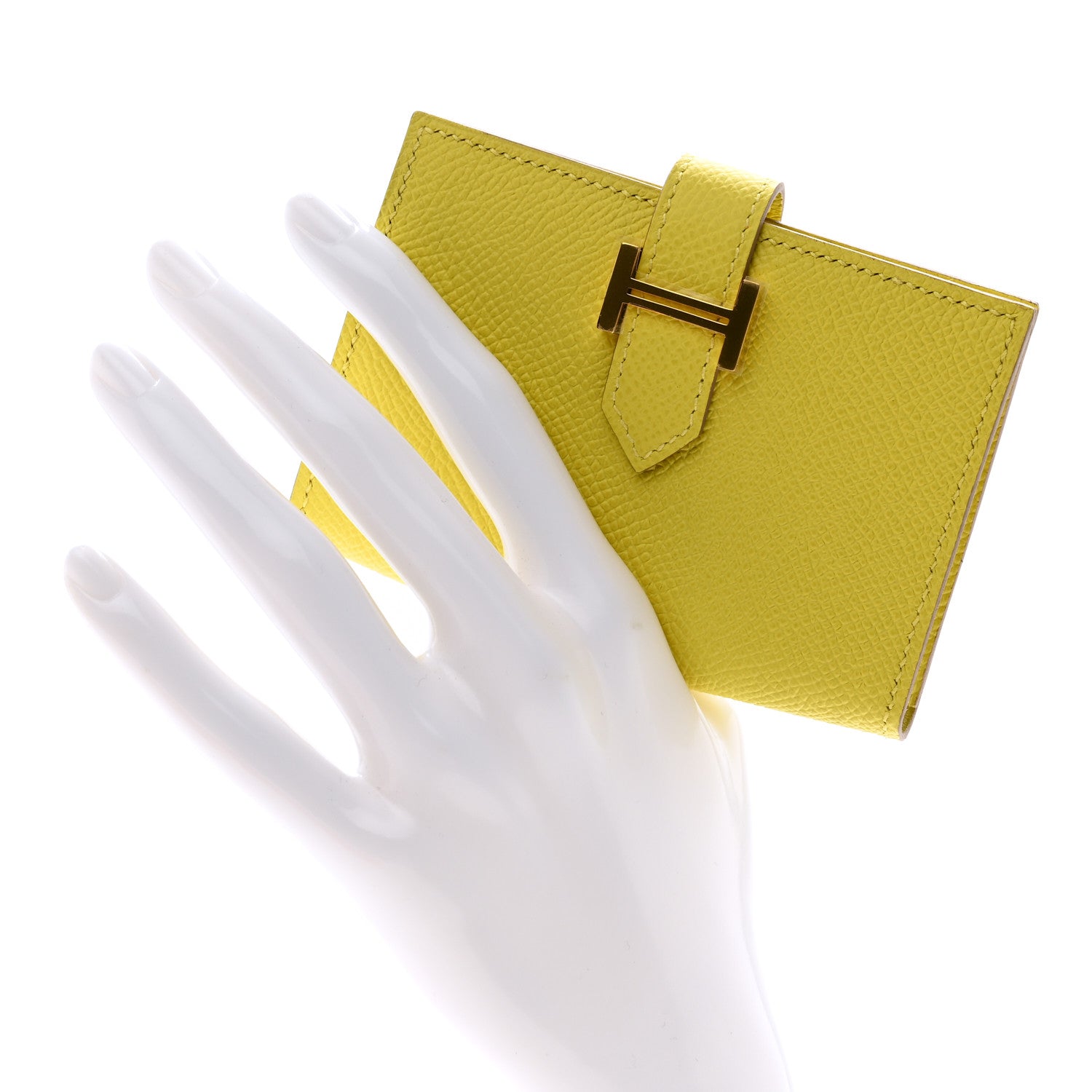 Hermes Epsom Bearn Card Holder Wallet Lime 2 of 8