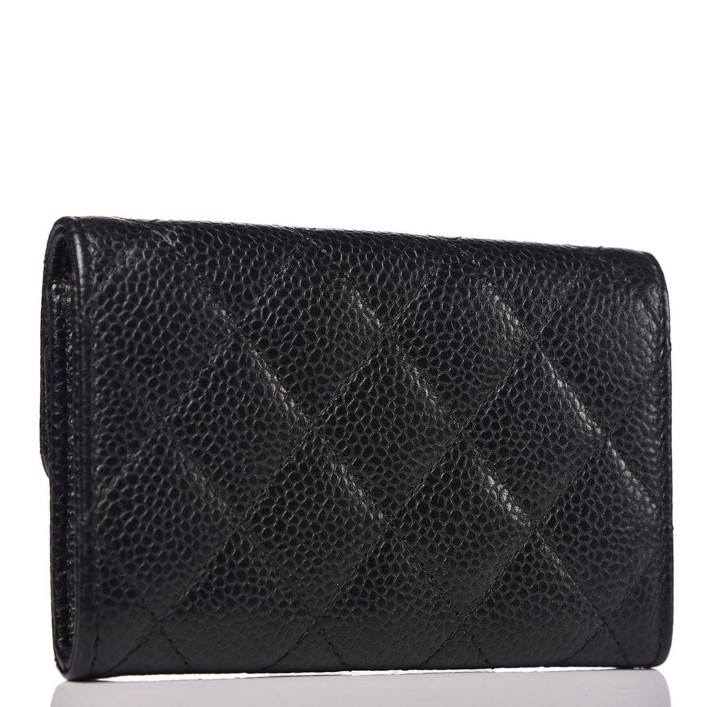 Caviar Quilted Flap Card Holder Black