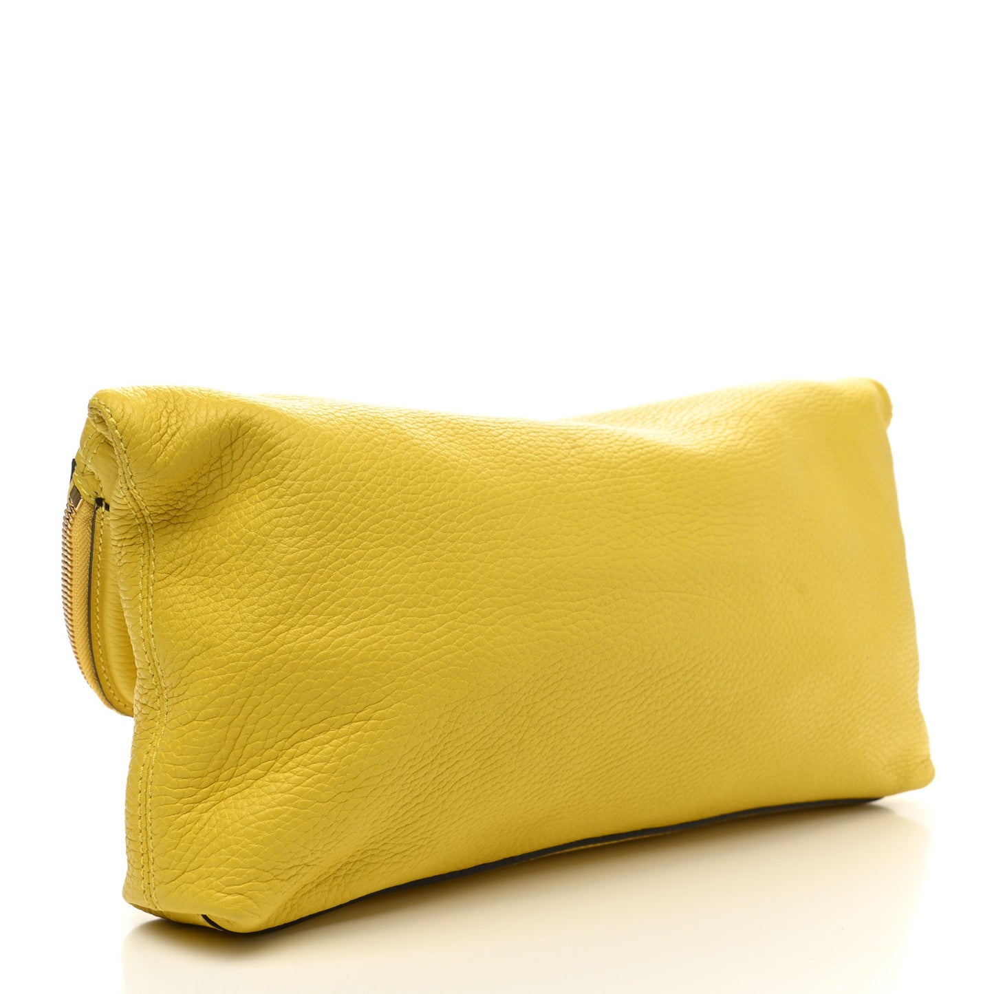 Grainy Calfskin Padlock Skull Clutch Yellow