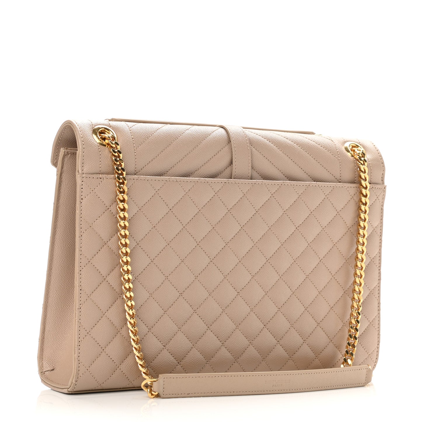 Grain De Poudre Mixed Matelasse Large Triquilt Monogram Satchel Dark Beige