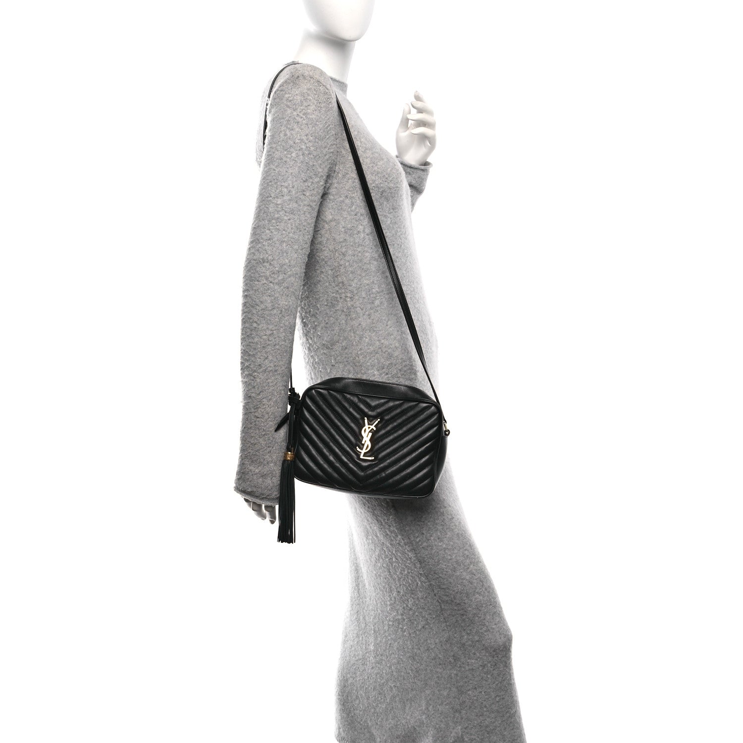 Saint Laurent Calfskin Matelasse Monogram Lou Camera Bag Black 2 of 11