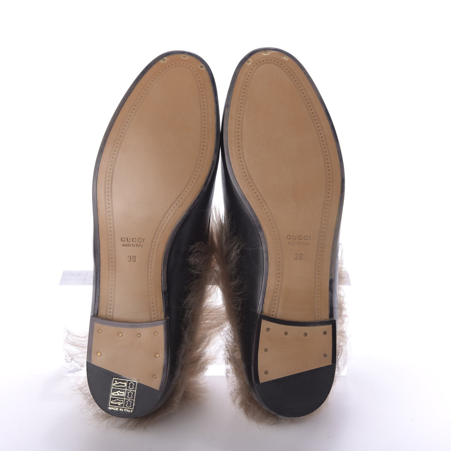 Gucci Malaga Kid Fur Womens Jordaan Loafers 39 Black Natural 7 of 11