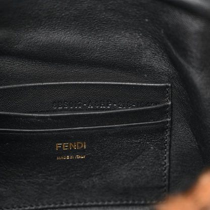 Fendi Shearling Vitello Dolce Macro FF 1974 Mini Baguette Tobacco Black 7 of 12