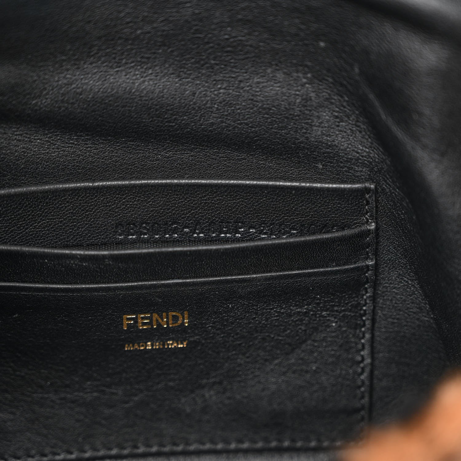 Fendi Shearling Vitello Dolce Macro FF 1974 Mini Baguette Tobacco Black 7 of 12