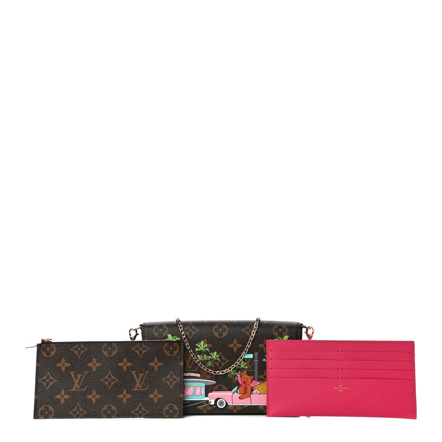 Monogram 2021 Christmas Animation Hollywood Pochette Felicie Chain Wallet Fuchsia