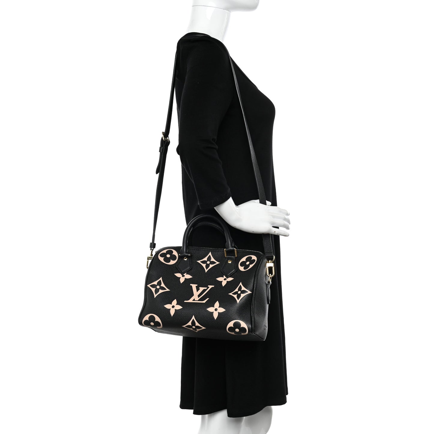 Empreinte Monogram Giant Speedy Bandouliere 25 Black Beige