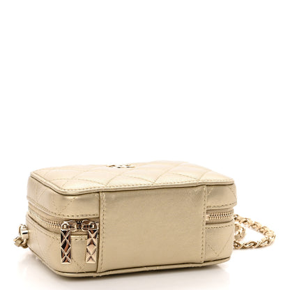 Chanel Metallic Lambskin Quilted Small Top Handle Vanity Case Gold 5 of 11