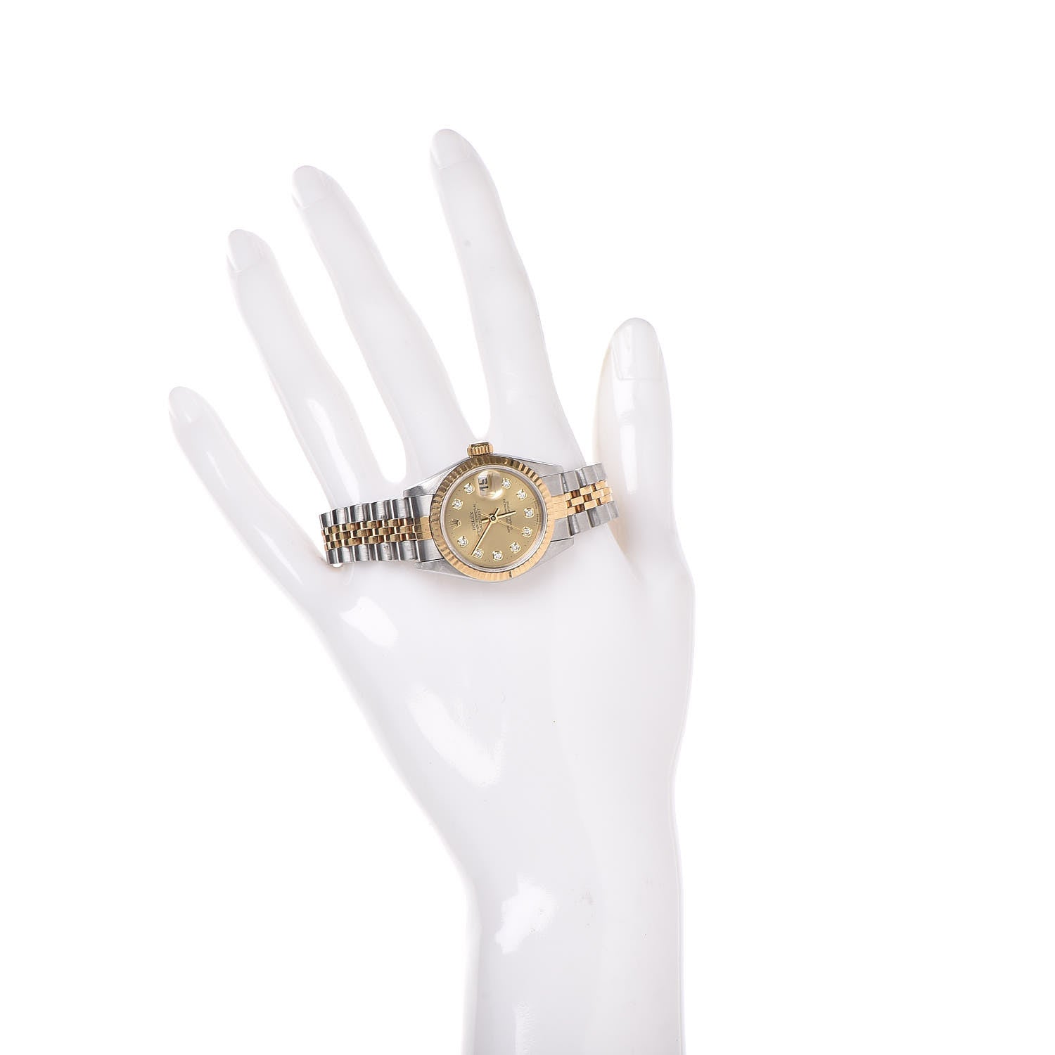 Rolex Stainless Steel 18K Yellow Gold Diamond 26mm Oyster Perpetual Datejust Watch Champagne 69173 2 of 7