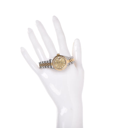 Rolex Stainless Steel 18K Yellow Gold Diamond 26mm Oyster Perpetual Datejust Watch Champagne 69173 2 of 7