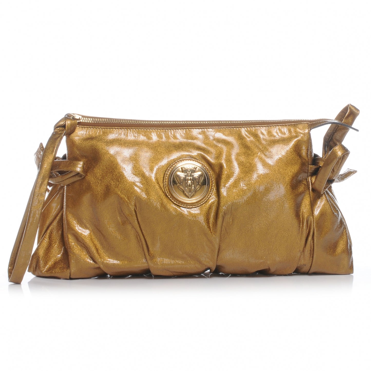 Patent Hysteria Large Clutch Metallic Gold