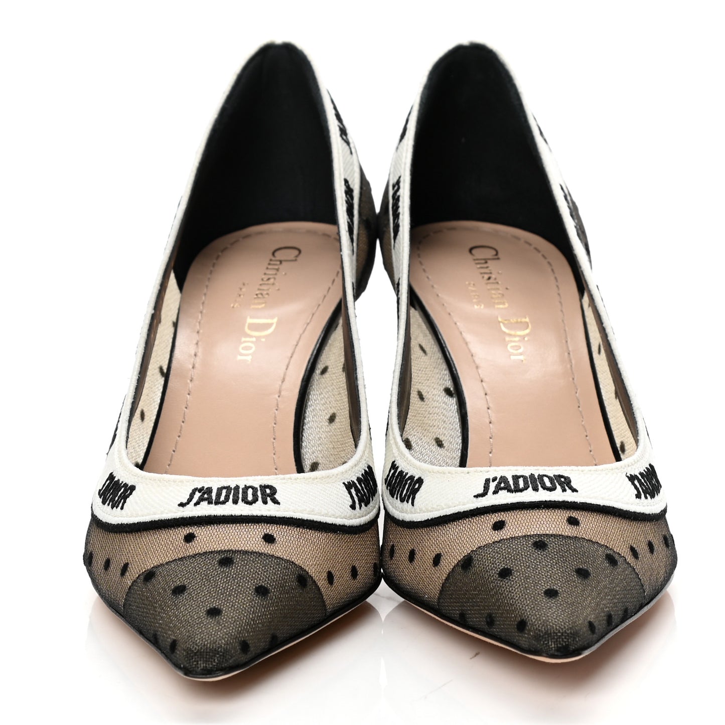 Plumetis Ribbon J'Adior 65mm Pumps 36.5 Black Nude