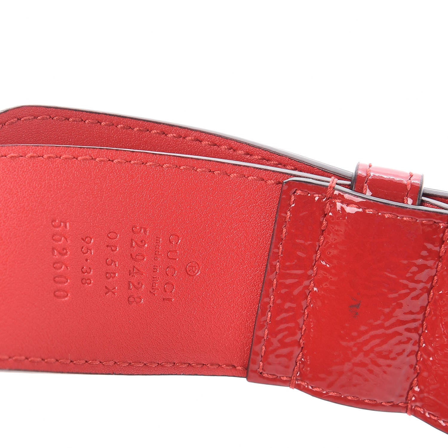 Gucci Patent Rubber Game Patch Logo Belt Bag 95 38 Hibiscus Red 8 of 10