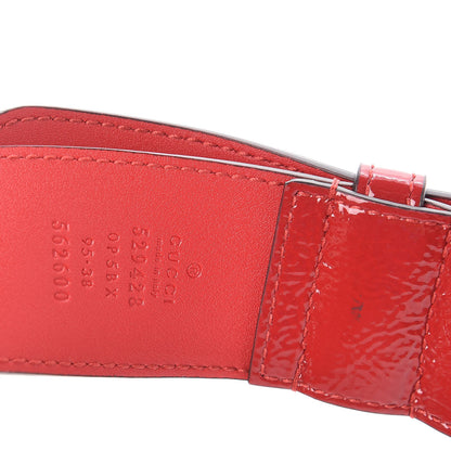 Gucci Patent Rubber Game Patch Logo Belt Bag 95 38 Hibiscus Red 8 of 10