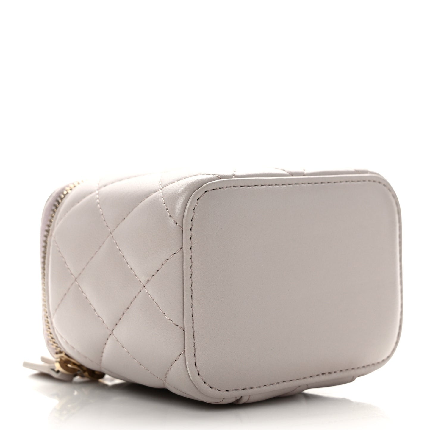 Lambskin Quilted Pearl Crush Mini Vanity Case With Chain Light Purple