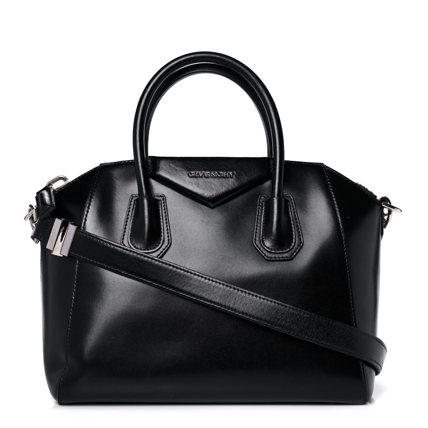 Shiny Lord Calfskin Small Antigona Black