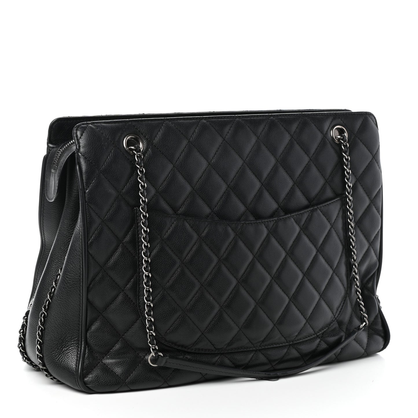 Calfskin Quilted Frame In Chain Tote Black
