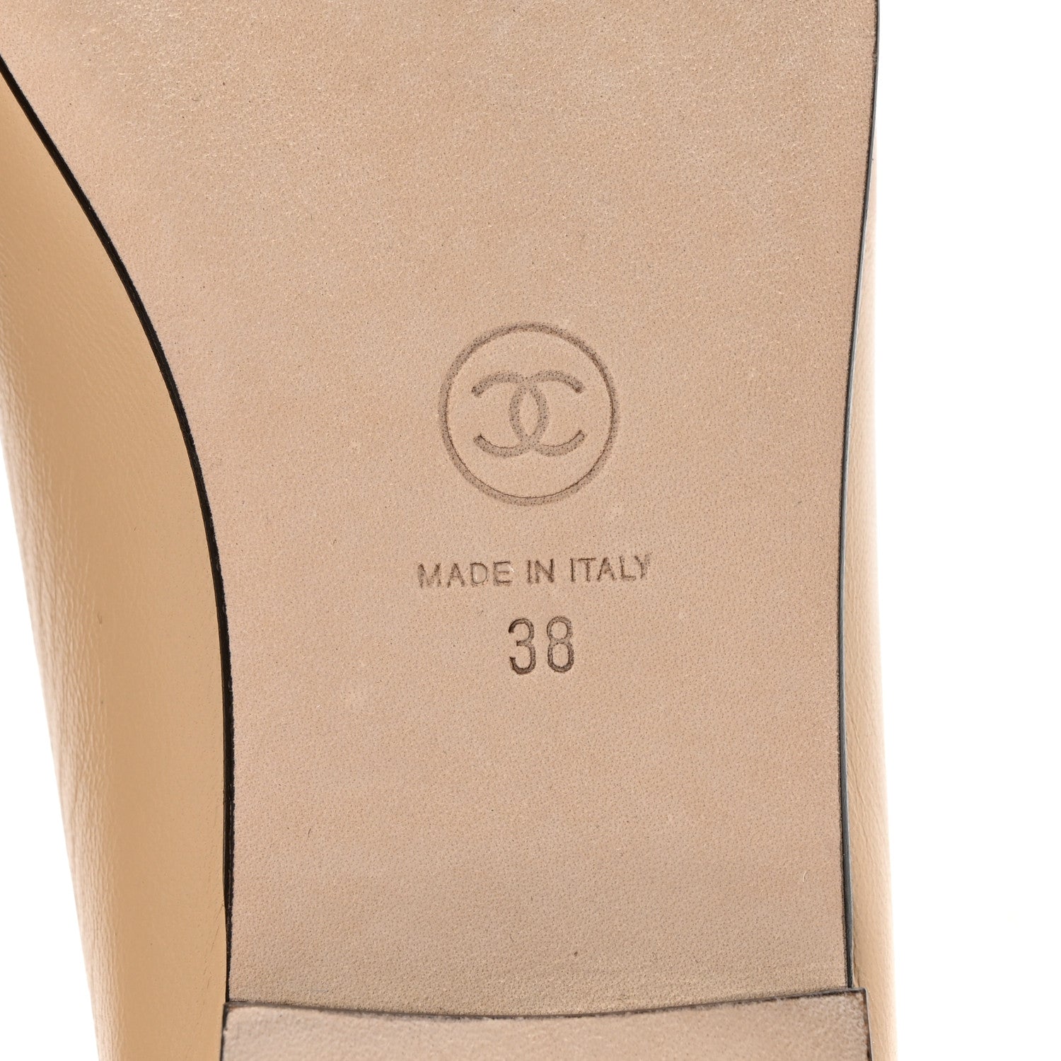 Chanel Lambskin Cap Toe CC Ballerina Flats 38 Beige Black 7 of 11
