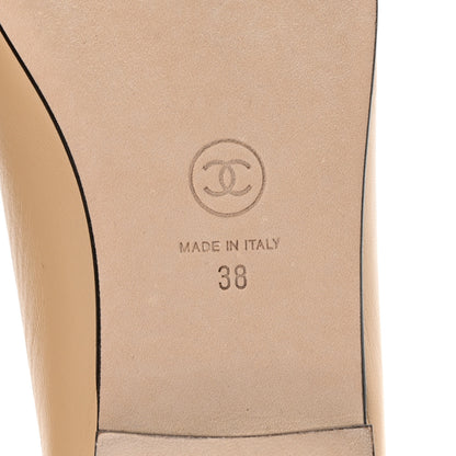 Chanel Lambskin Cap Toe CC Ballerina Flats 38 Beige Black 7 of 11