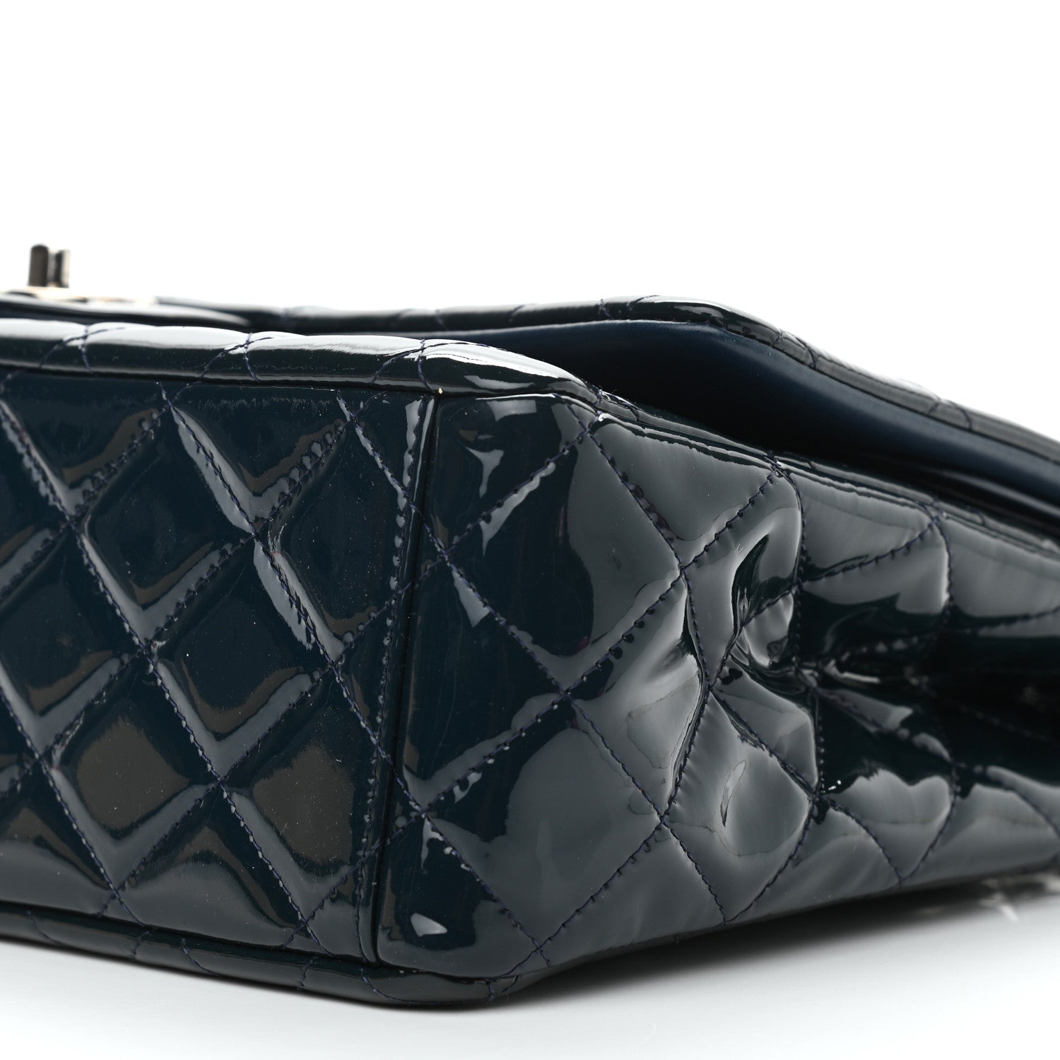 Chanel Patent Quilted Maxi Double Flap Navy 9 of 10