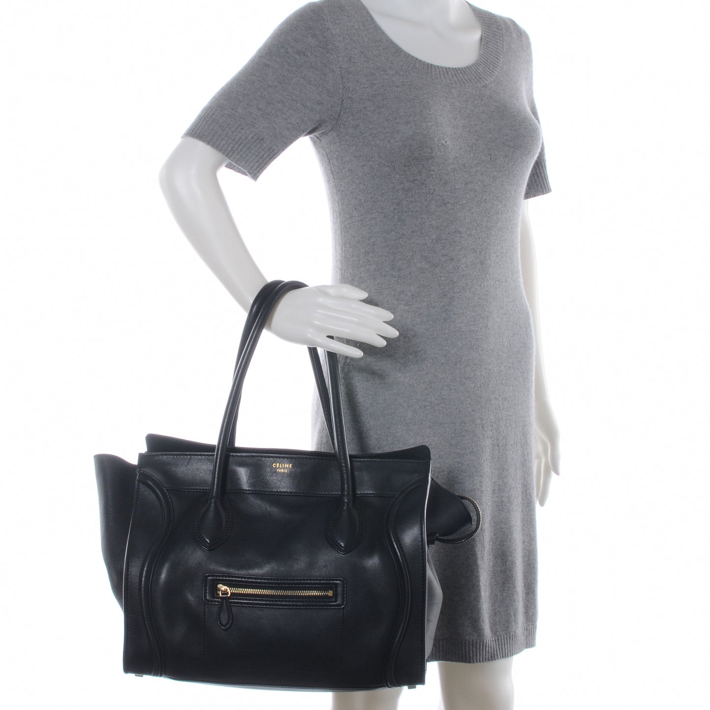 Smooth Calfskin Shoulder Luggage Black