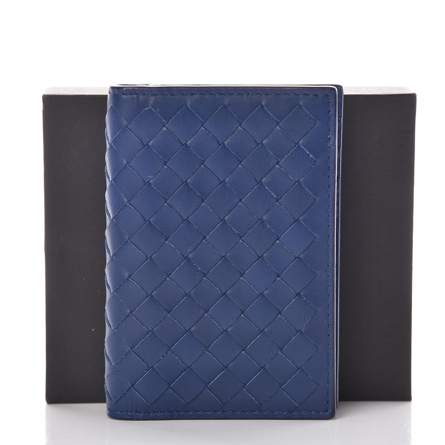 Nappa Intrecciato Card Holder Cobalt