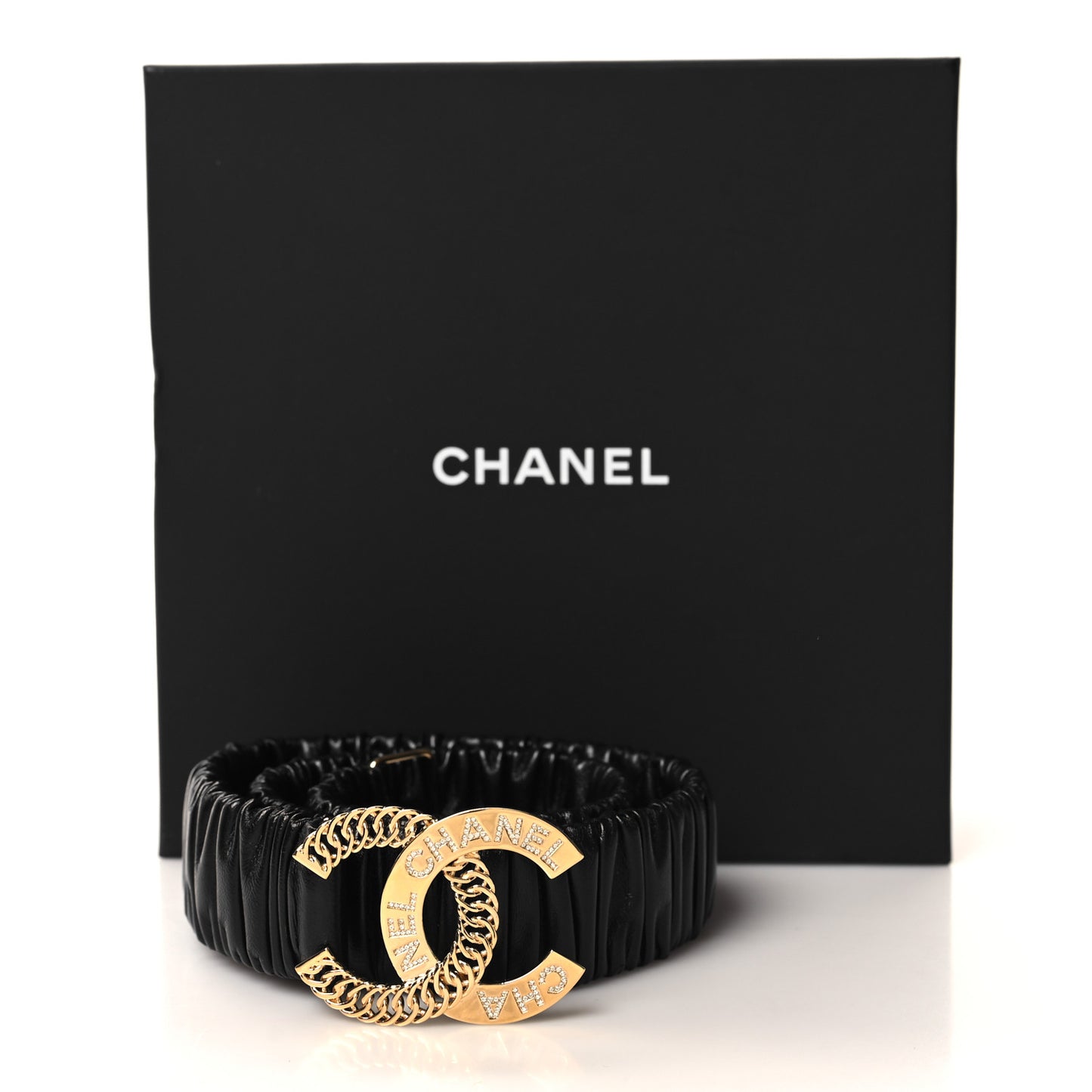Lambskin Crystal Logo CC Belt 70 28 Black
