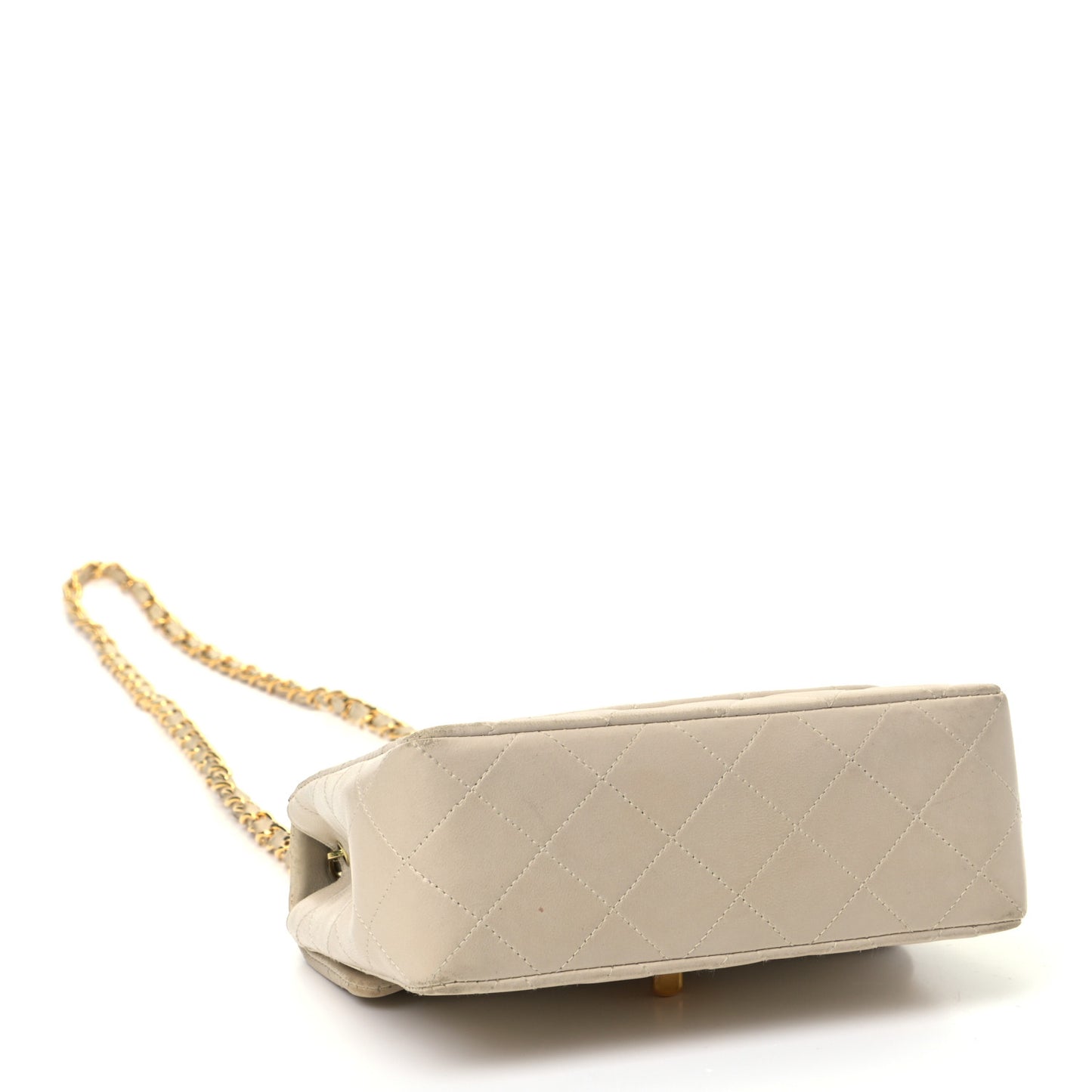 Lambskin Quilted Mini Square Flap Beige