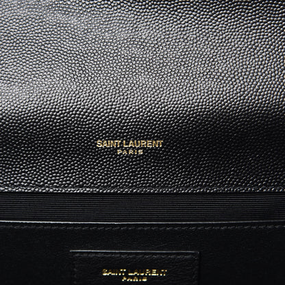 Saint Laurent Grain De Poudre Textured Mixed Matelasse Triquilt Medium Monogram Satchel Black 6 of 9