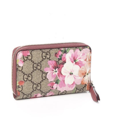 Gucci GG Supreme Monogram Blooms Zip Around Card Case Wallet Beige Multicolor Dry Rose 2 of 5