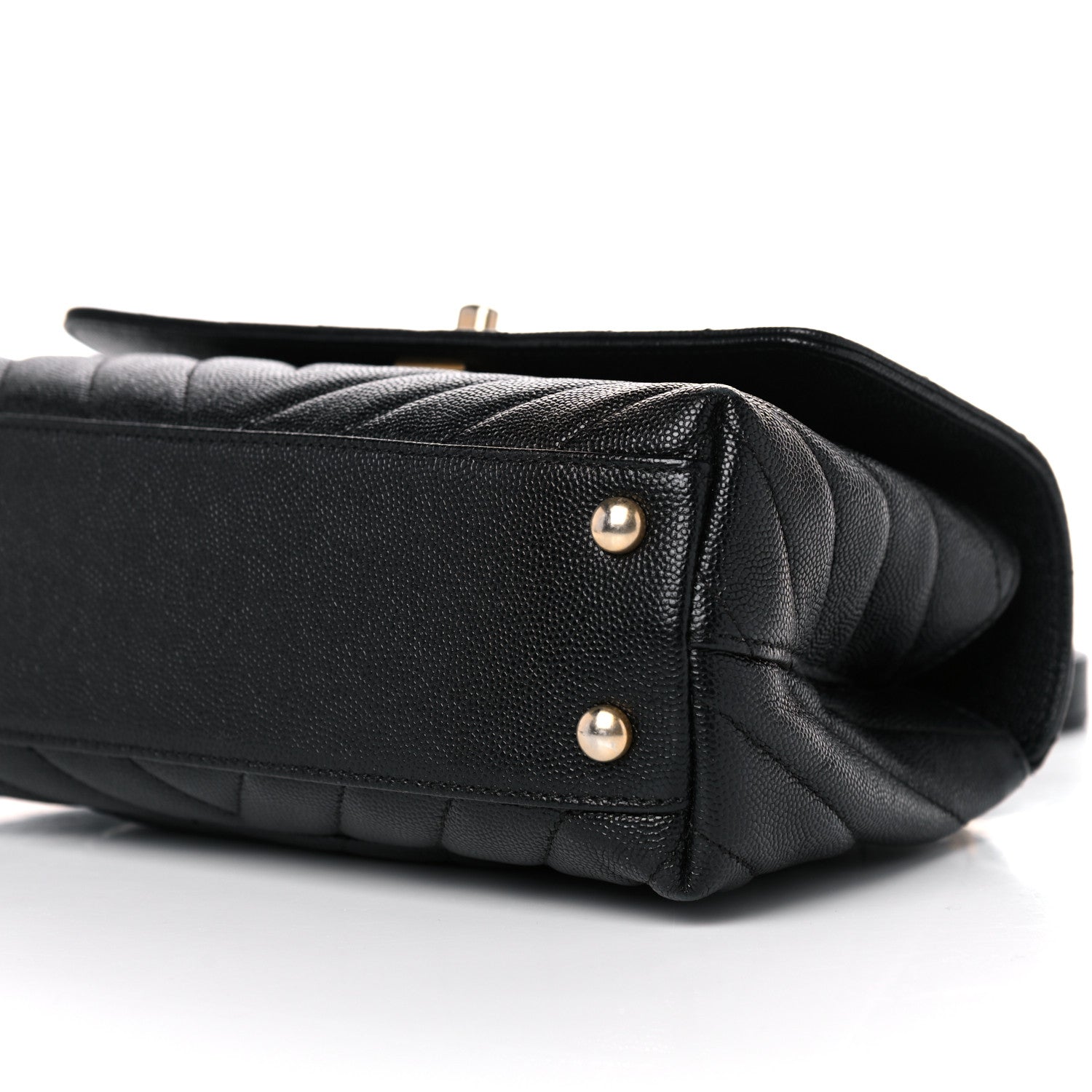Chanel Caviar Chevron Quilted Mini Coco Handle Flap Black 9 of 11