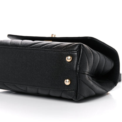 Chanel Caviar Chevron Quilted Mini Coco Handle Flap Black 9 of 11