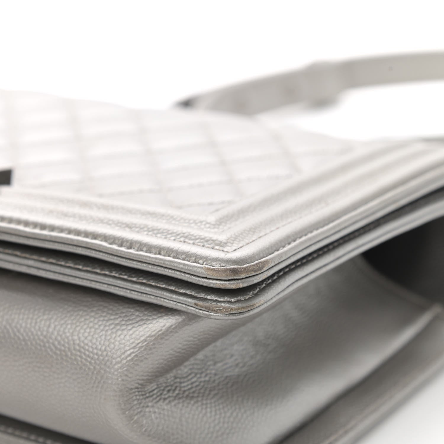 Chanel Metallic Caviar Quilted Medium Boy Flap Silver 11 of 16