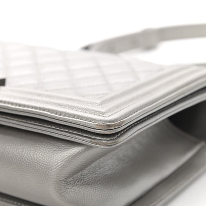 Chanel Metallic Caviar Quilted Medium Boy Flap Silver 11 of 16