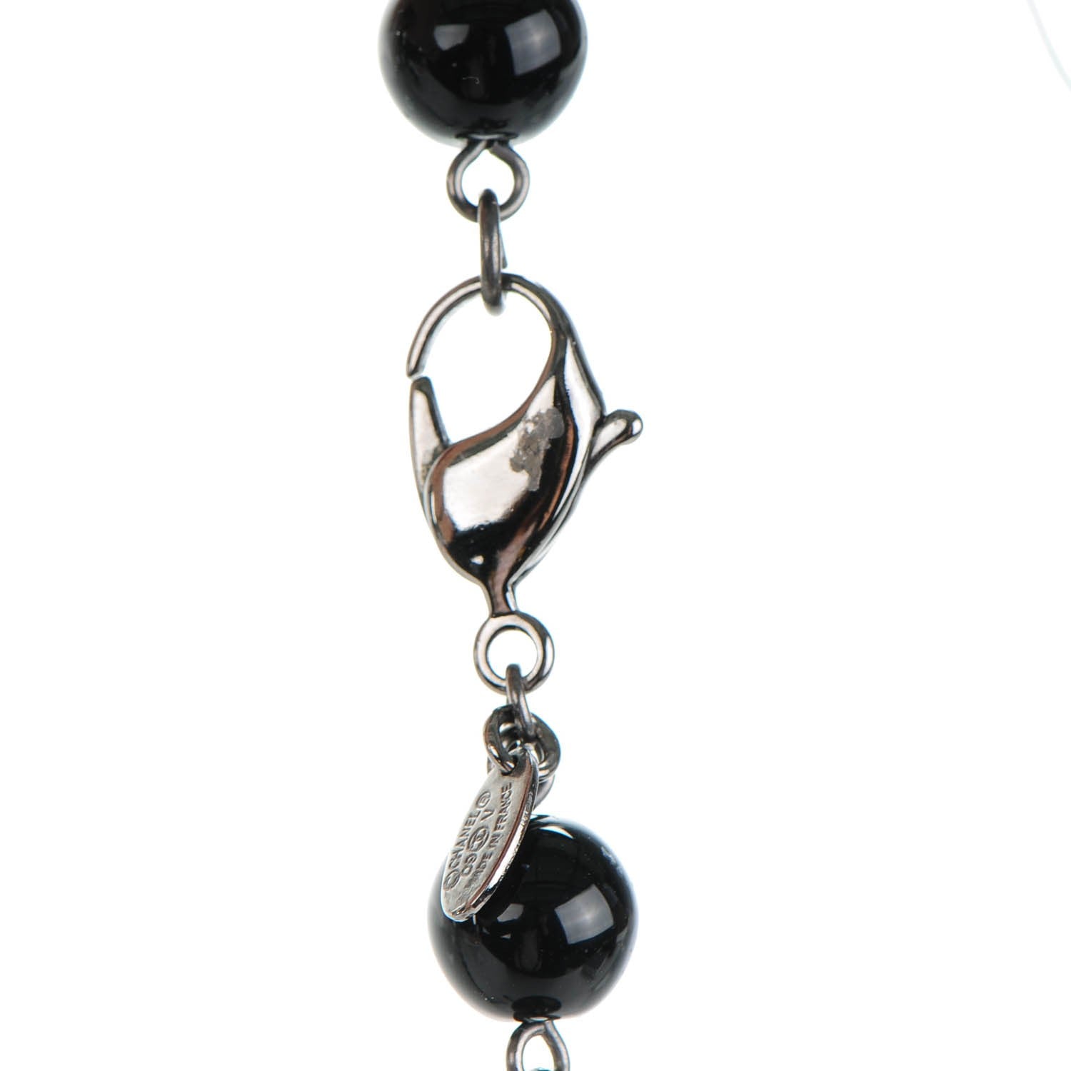 Chanel Ruthenium Bead CC Long Necklace Black 3 of 9