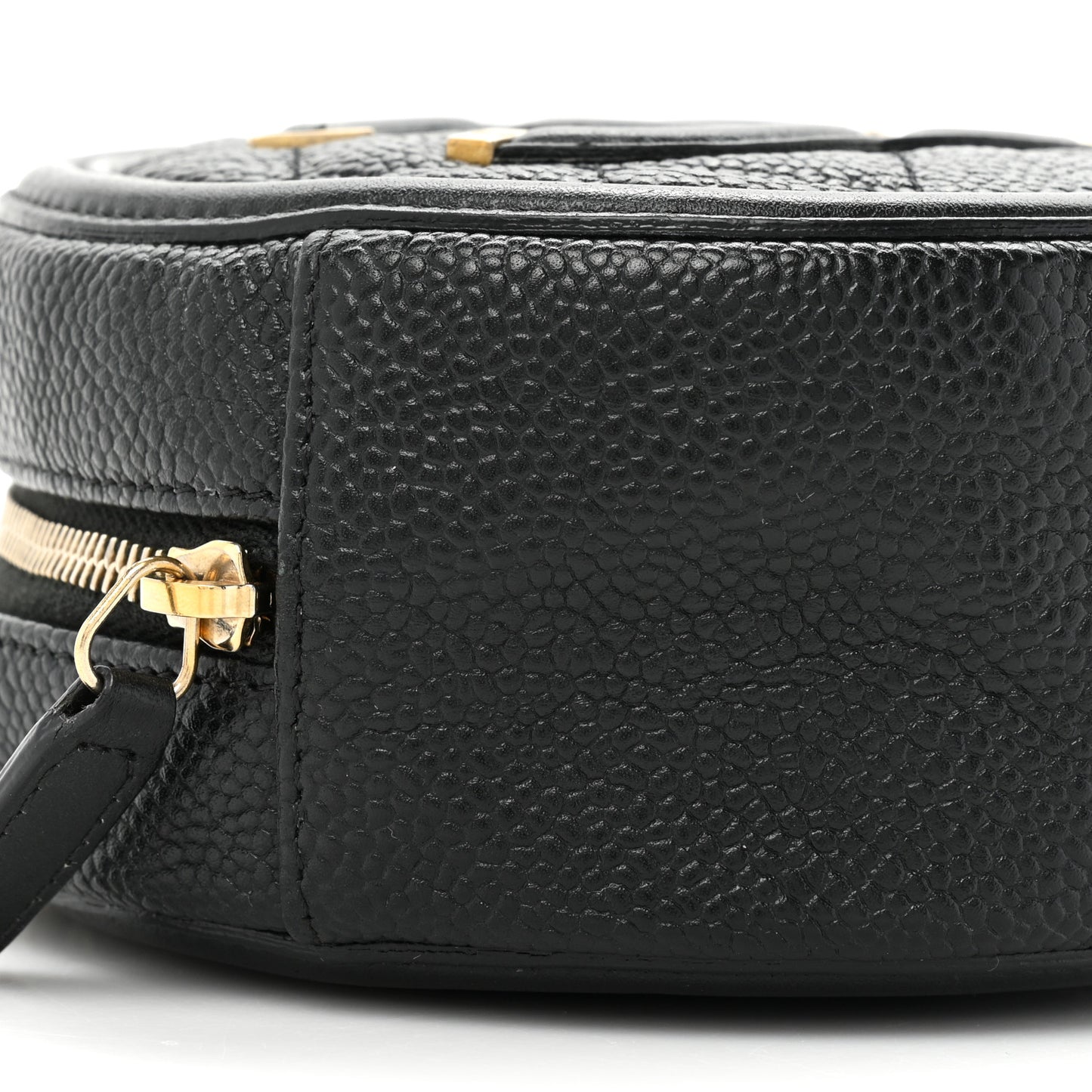 Caviar Quilted Round Filigree Crossbody Black