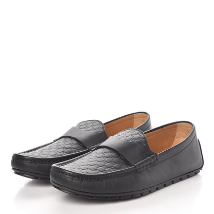 Gucci Guccissima Calfskin Mens Driver Loafers 9.5 Black 3 of 9