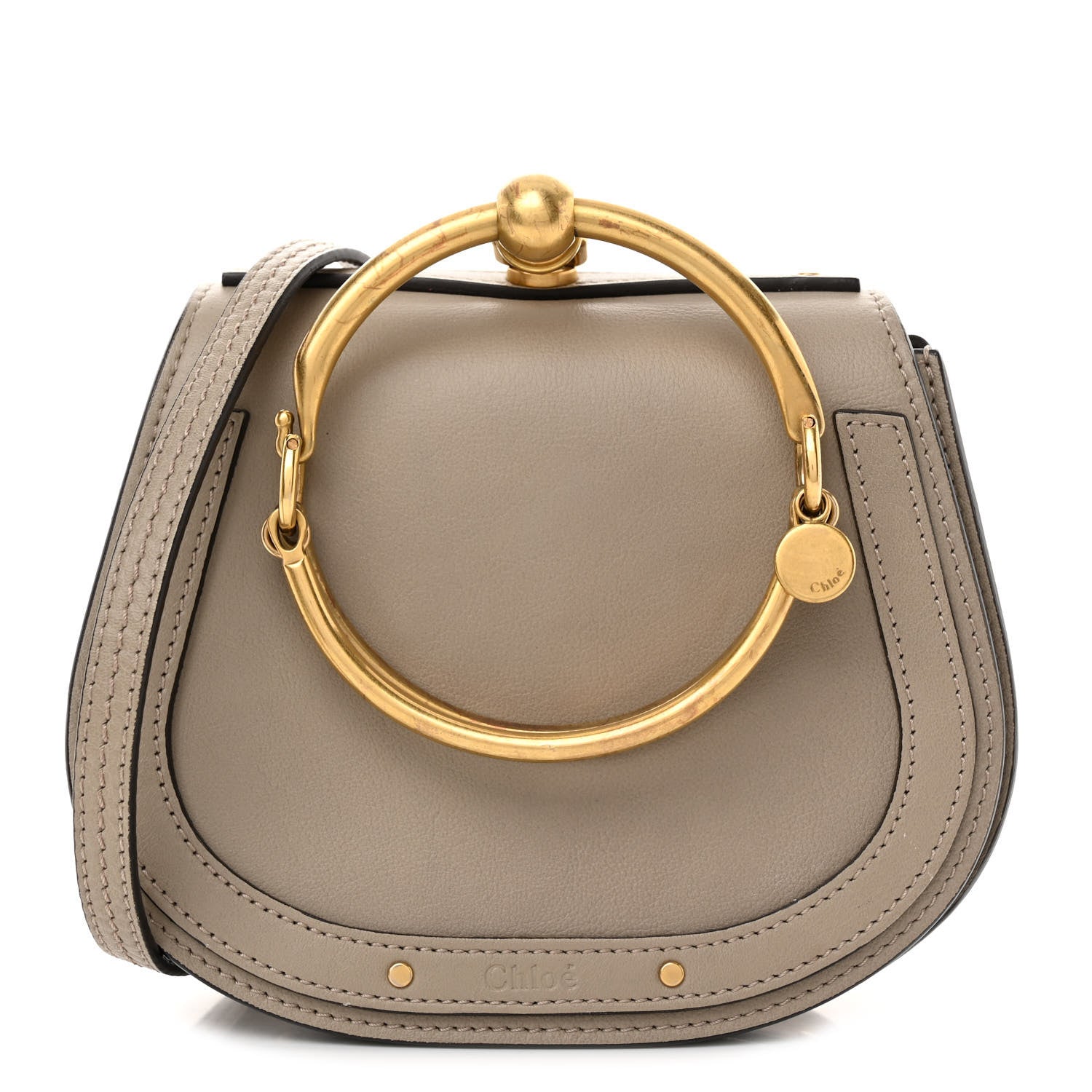 Chloe Calfskin Suede Small Nile Bracelet Bag Motty Grey 1 of 12