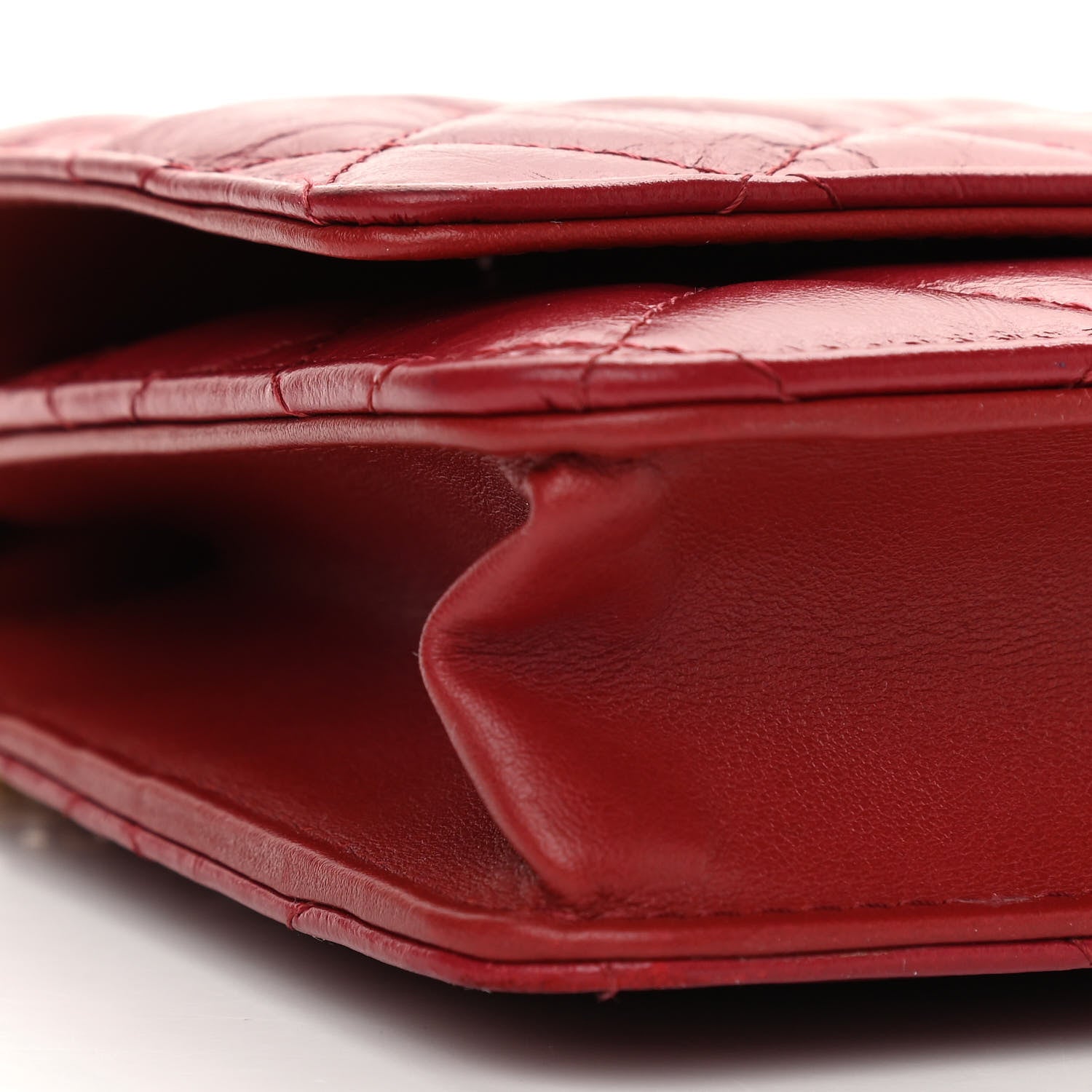 Chanel Aged Calfskin Quilted Reissue Wallet On Chain WOC Red 10 of 12