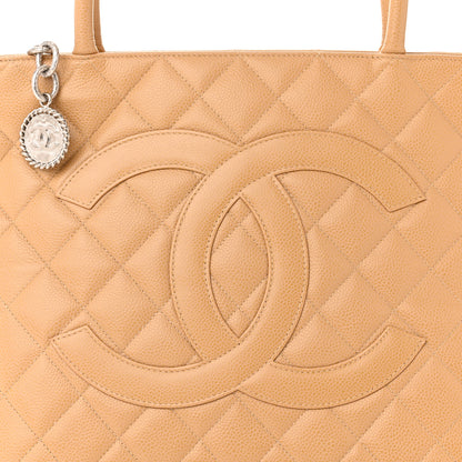 Chanel Caviar Quilted Medallion Tote Beige 8 of 12