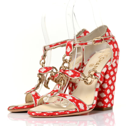 Chanel Tweed CC Chain Sandals 36 Rogue Ecru 3 of 7
