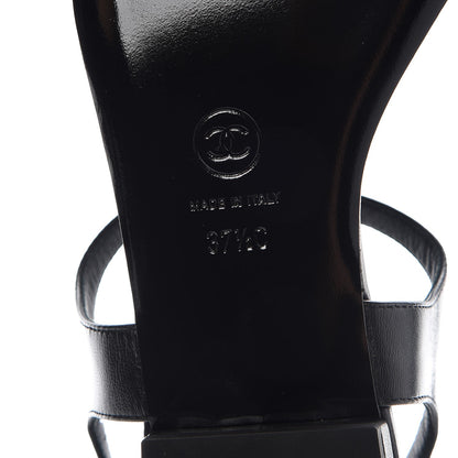 Chanel Lambskin Camellia Thong Sandals 37.5 Black 9 of 9