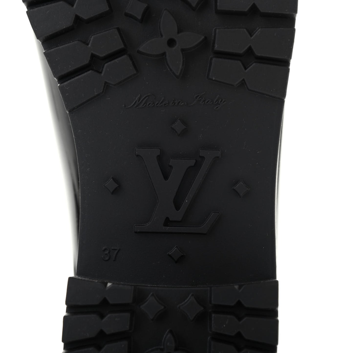 Rubber Embossed Monogram Splash Rain Boots 37 Black