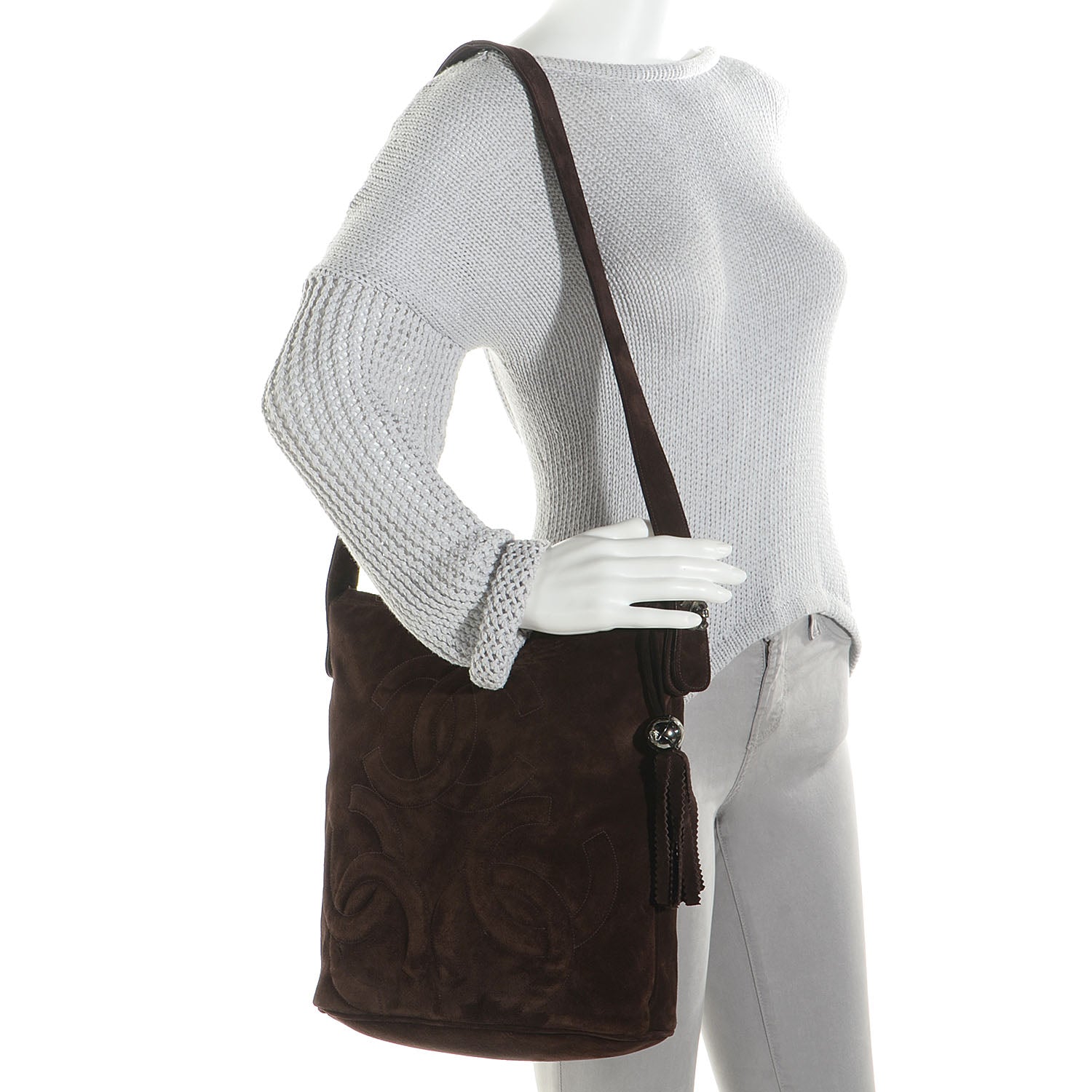 Chanel Suede CC Tassel Shoulder Bag Brown 2 of 7
