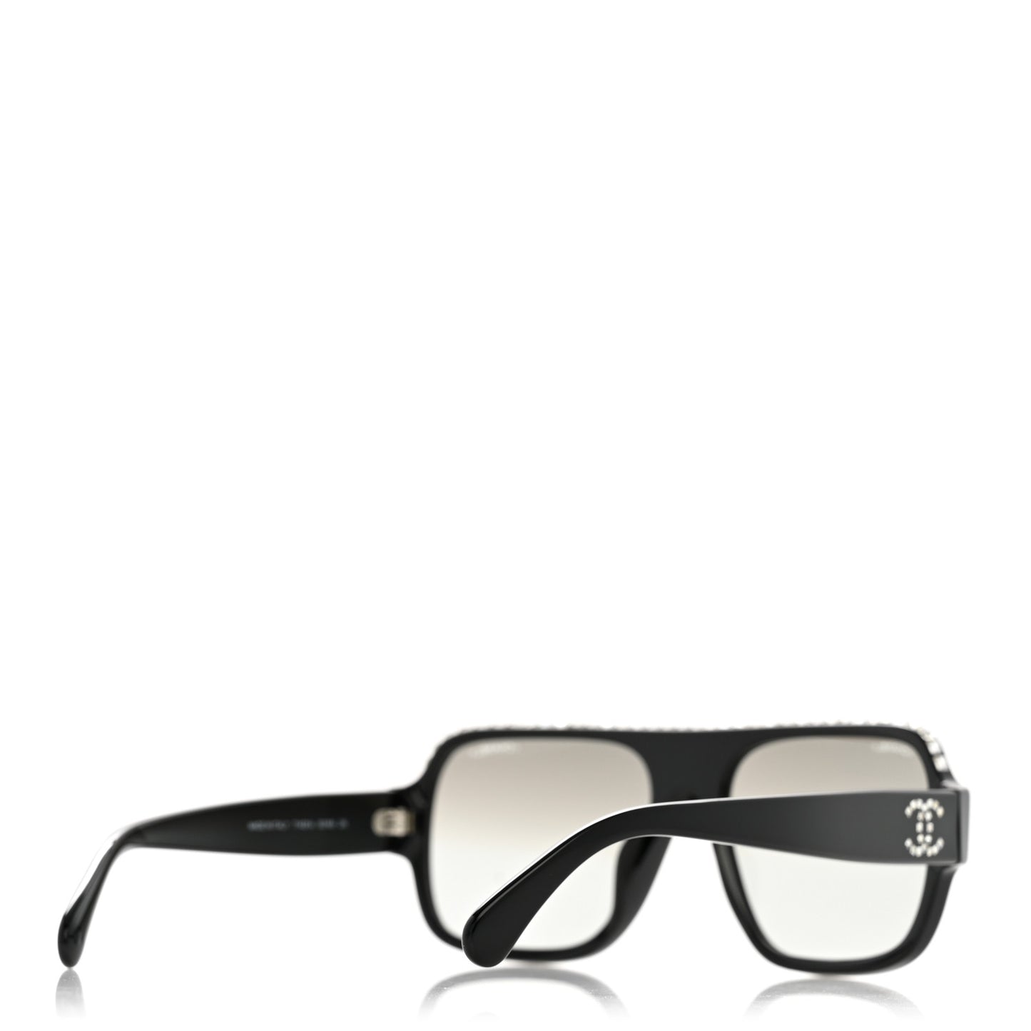 Acetate Crystal CC Shield Sunglasses 71431A Black Grey