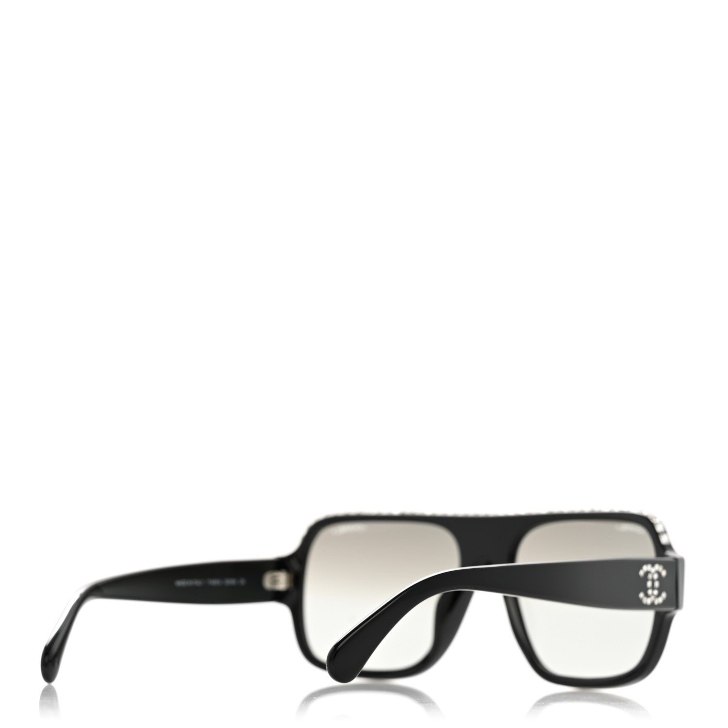 Chanel Acetate Crystal CC Shield Sunglasses 71431A Black Grey 4 of 8