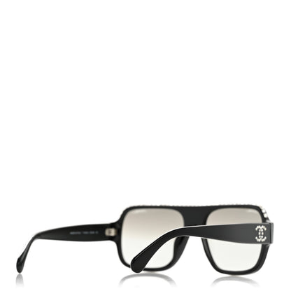 Chanel Acetate Crystal CC Shield Sunglasses 71431A Black Grey 4 of 8