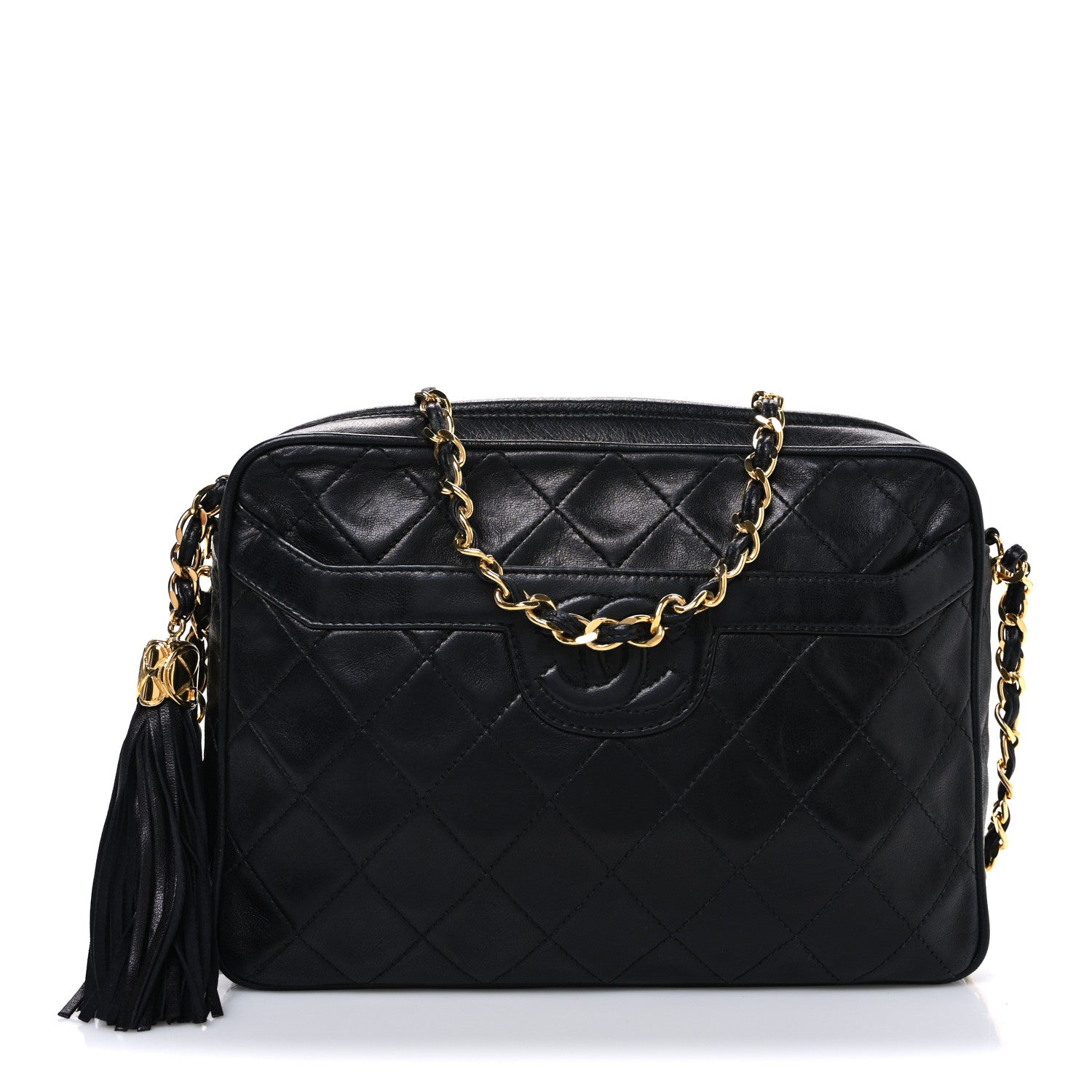 Chanel Lambskin Quilted CC Tassel Camera Case Black 1 of 13